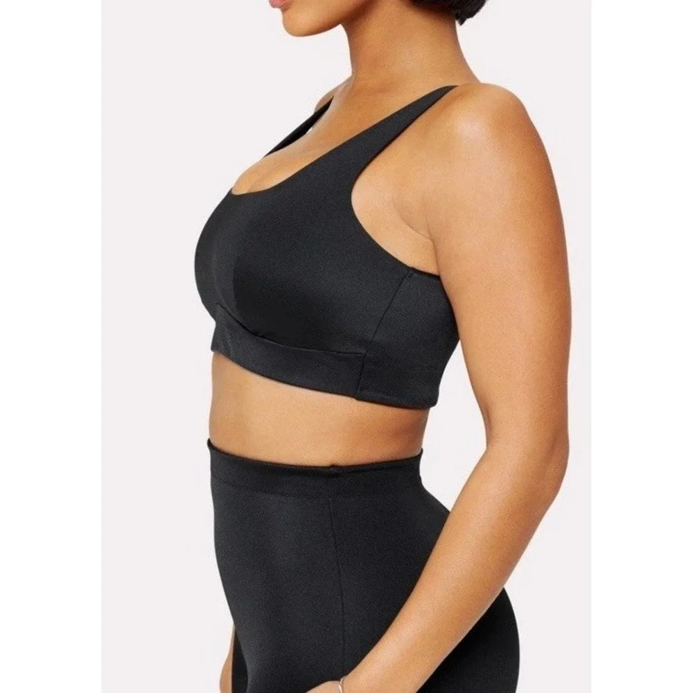 Yitty Fabletics Headliner Shaping Midi Bralette Square Neck Black Blue Lined 2XL